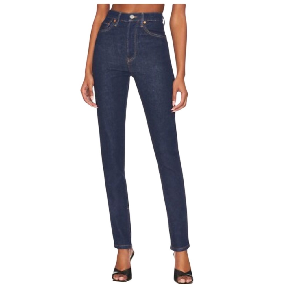 RE/DONE Originals‎ 25 Super High Drainpipe Jeans Rigid Dark Wash Ankle Zipper